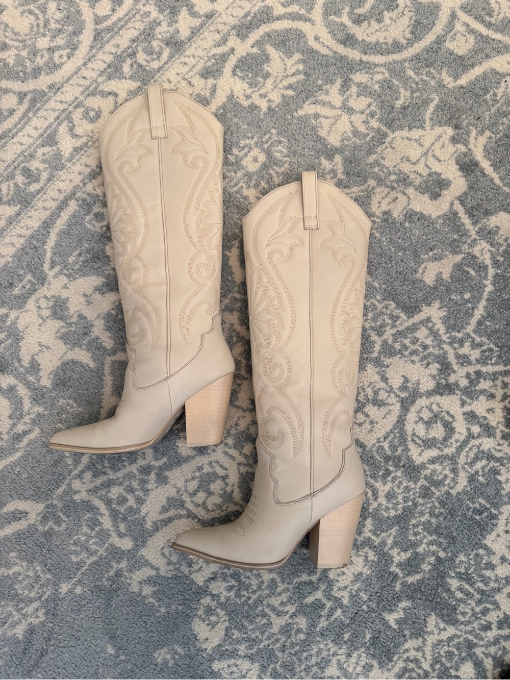 Steve Madden Cream Ivory Western Cowboy Knee High Boots Size 6.5